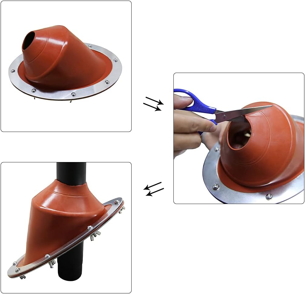 UNISTRENGH Stove Jack Kit for Bell Tent Tipi Yurt Tent, Flue Flashing Kit for Frontier and Outbacker Stove Flashing Kit Heat Resistant Silicone Compatible Triple Wall Pipe Sections
