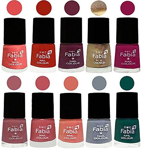 Image of ALL IN ONE (PACK OF 10), Long Lasting Glossy Nail Polish, 6 ml Each, All Vibrant Colours,01835