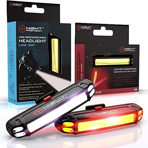 Night Provision Bike Lights Front & Back USB Rechargeable LED Headlight Rear Tail Light Flasher Set Best Safety for Skateboard Longboards Road Mountain BMX Bicycle Cover