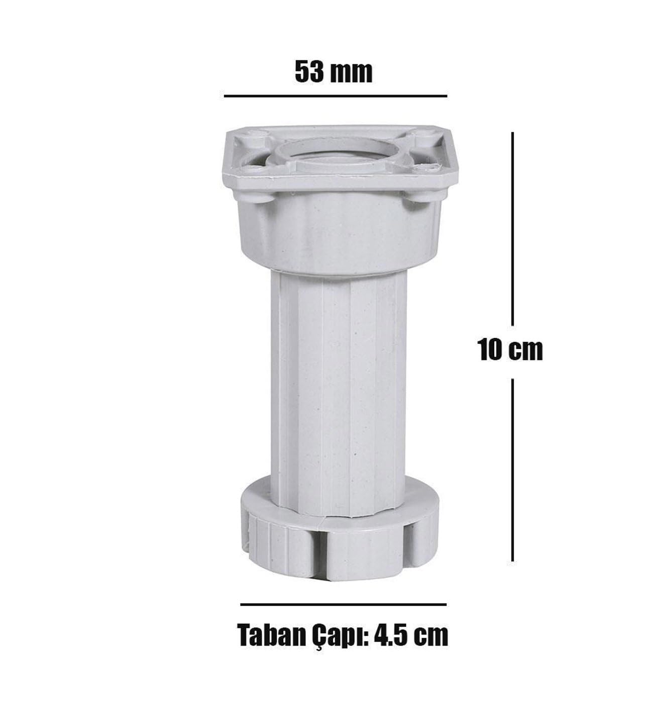 FEYZAYAPI Ayarlanabilir Dolap Mobilya Tezgah Puf Yükseltici Yükseltme Ayağı 10 Cm GRİ Ayak (4ADET)