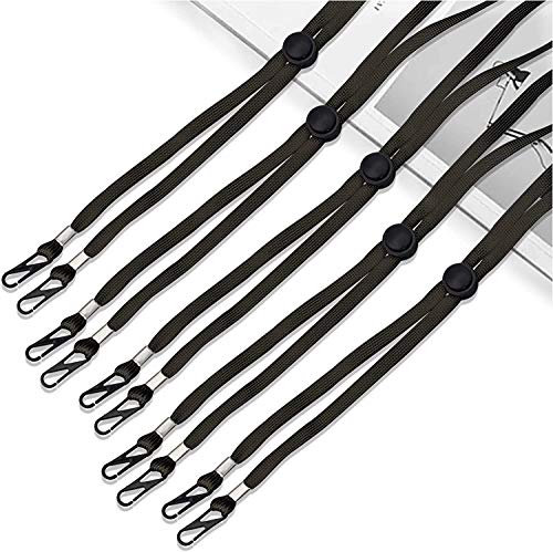 5PCS Adjustable Length Face Mask Lanyard for Adult Kids, Reusable Washable Mask Holder Hanger Extender with Safety Breakaway Clasp, Ear Pressure Relief for School Outdoor Sport, Black