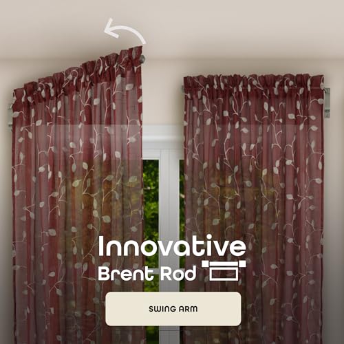 Image of Innovative Brent Swing Arm Window Curtain Rod, Bronze - 1 /2 inch Rod Diameter Fits Windows Size 20 inch - 36 inch - Stainless Steel Heavy Duty Drapery Rods for Bedroom, Living Room, Kitchen & Bathroom