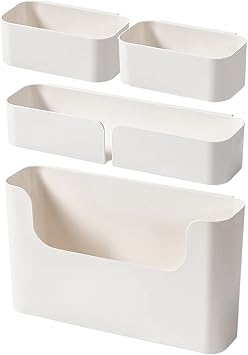 4 Pack Bedside Shelf Wall Mount,Wall Mounted Floating Shelf, Bedside Shelf Organizer Set,Non-Drilling Adhesive Plastic Storage Organizer for Home Decor,Kitchen,Bedroom,Bathroom,Rv White