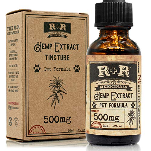 R+R Medicinals Organic Hemp Oil Extract for Dogs and Pets, Separation Anxiety, Joint Pain, Stress Relief, Anxiety, Anti-Inflammatory, Omega Oil, Calming Drops - (500mg, 16.7mg Serving x 30 Servings)