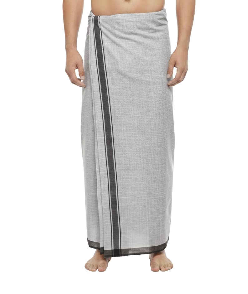Sharan Elegance Cotton Men's Kerala Color Cotton Dhoti Single size -2.1 meters Set 1-picture-21