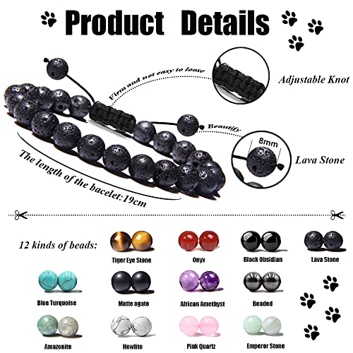 12 Pieces 8mm beaded Gemstone Bracelets Set for Men Women Unisex Tiger Eye Amethyst Energy Power Adjustable Elastic Bracelets Jewelry2