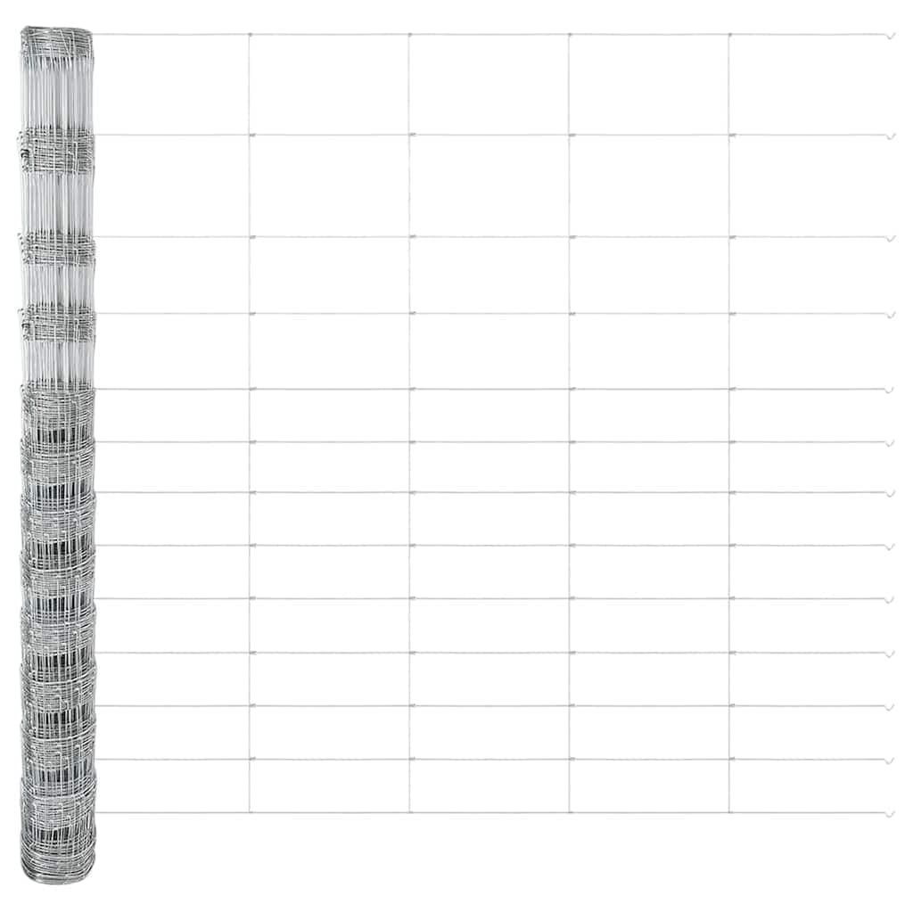 Srebrne ogrodzenie leśne, 50 x 1,5 m, stal ocynkowana, wytrzymałe ogrodzenie siatkowe do ogrodu i na taras, odporna na warunki atmosferyczne, łatwa instalacja, trwałe