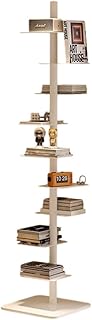 超薄型 9段 本棚 ブックタワー 大容量 隙間収納 オープンシェルフ 棚板 多機能収納棚ディスプレイ小スペースコーナー棚組み立て簡単 オフィス キッチン収納 リビング 自宅 書斎 (ホワイト) [並行輸入品]