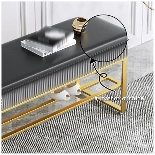 Banc à chaussures élégant gris et noir structure métal robuste 80 cm - 5