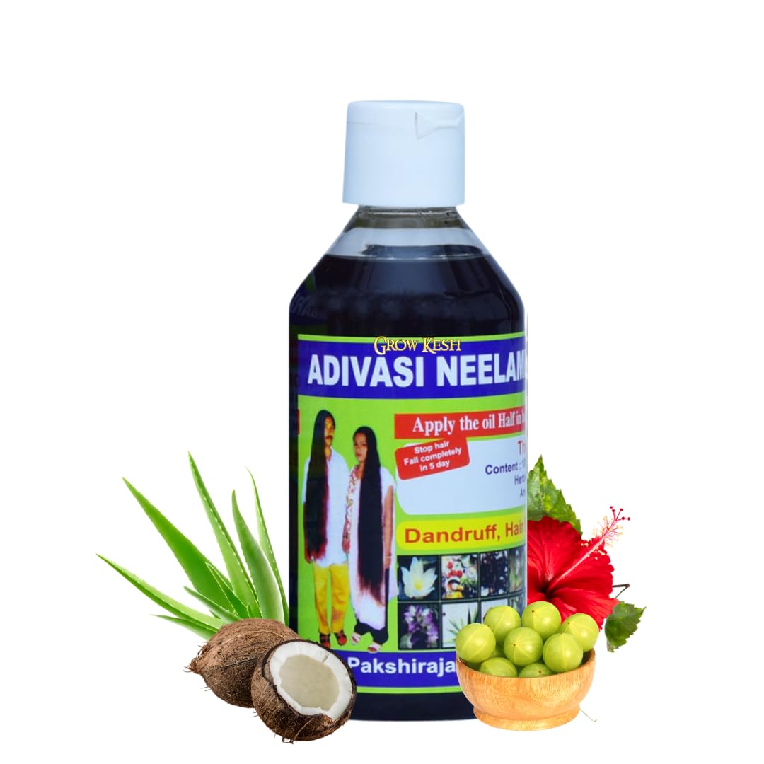 Neelambari Ayurvedic Hair Care Adivasi Herbal Hair Oil Made By Pure Adivasi Ayurvedic Herbs For Women and Men, Blue