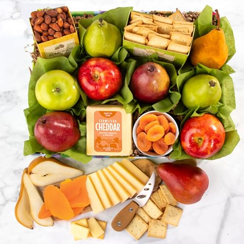 Image of A Gift Inside Easter Classic Fresh Fruit Basket with Crackers, Cheese and Nuts