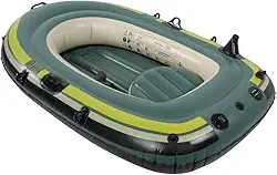 Generic Barco Inflável Para 3 Pessoas, Adultos, Resistente, 45X33X16, Pvc Verde, Dois Remos, Pesca, Deriva, Ferramenta De Mergulho, Vkiomh7342