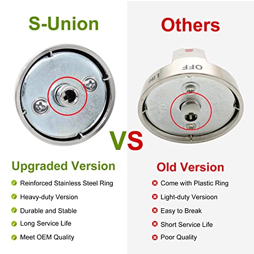 [Upgraded] Dg64-00473A Stove Knobs Compatible With Samsung Gas Range, Reinforced Stainless Steel Protection Power Ring, Ultra Durable Control Knobs Replacement For Samsung Stove Burner Oven (5 Pack) #TOP1