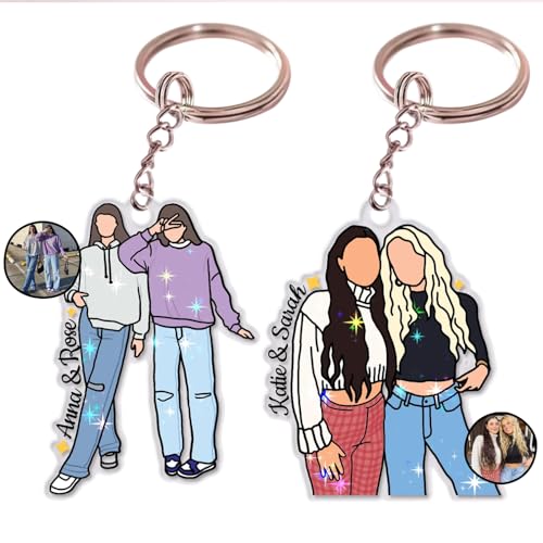 POPPOP Personalized Friendship Keepsake, Best Friend Photo Strip Keychain, Custom Photo Keychain for Besties, Gift for Best Friend, Valentine, Birthday, Anniversary