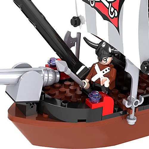 Image of SKY LINE OCEAN Sea Rover Pirate Ship Building Block Set, 167 PCS Multi-Color Pirate Boat Construction Toy, Creative Ocean Adventure Gift for Kids, 5-Year Structural Warranty