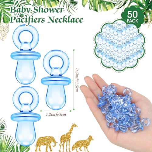 Image of Thyle 51 Pcs Safari Jungle Animals Pacifier Hunt Baby Shower Games Include Hunt Sign and 50 Acrylic Pacifiers for Wild Animals Baby Shower Game Decoration Gift Sets Gender Reveal Party Decor