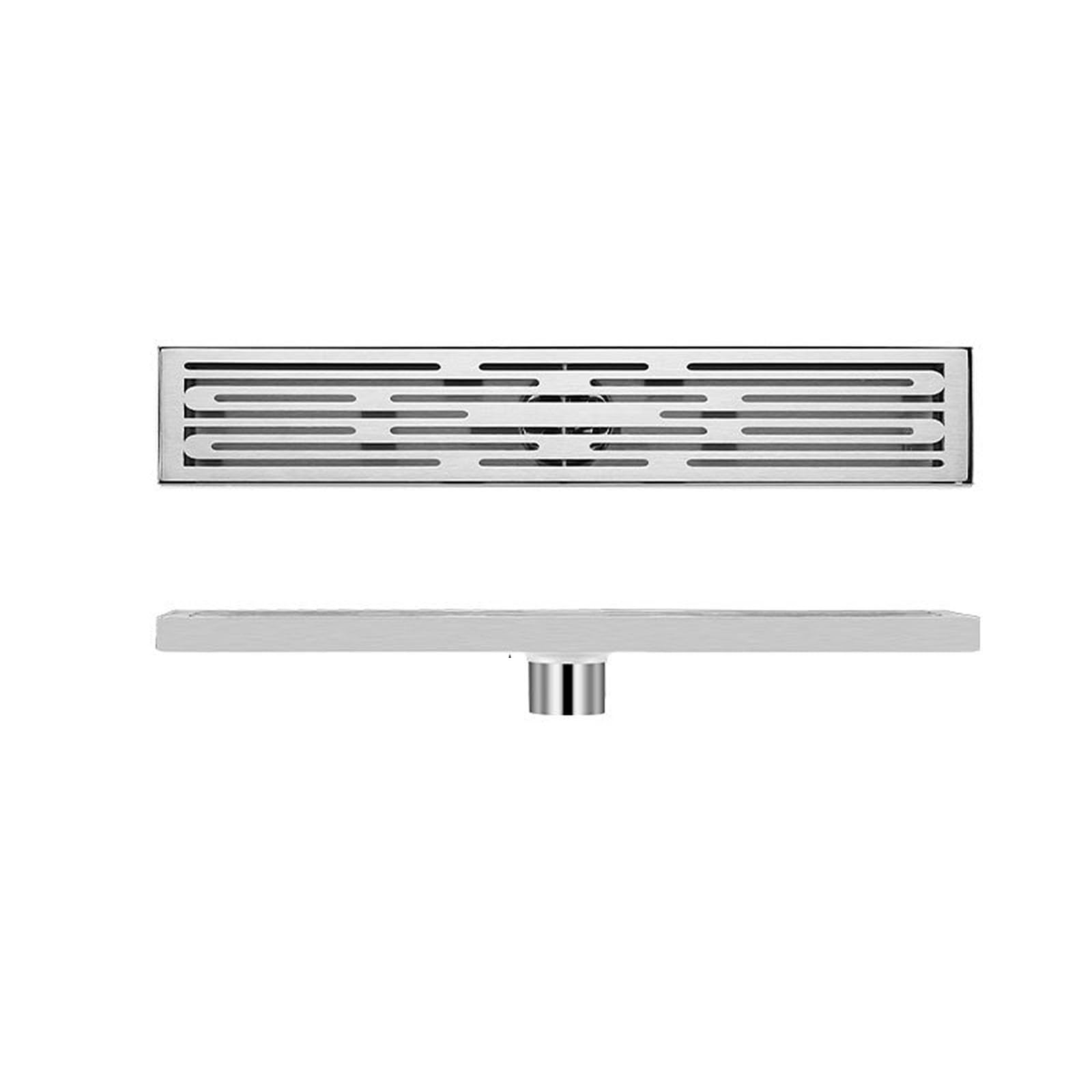 YIHANWUU Rectangular Linear Shower Drain Grate Cover,Bathroom Floor Drain with Hair Strainer,Shower Trench Drain Stainless Steel/Brushed/8 * 50Cm
