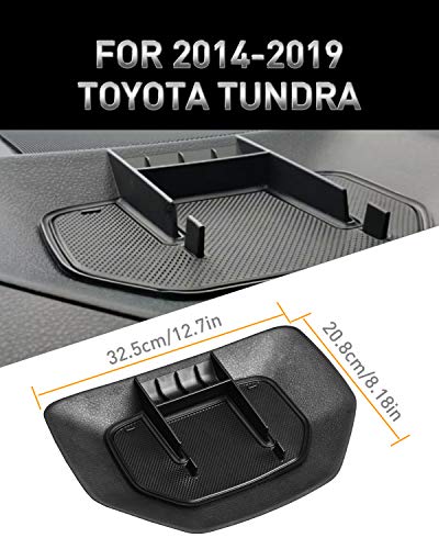 LESAUCE Center Dash Console Organizer Tray Replacement for Toyota Tundra 2014 2015 2016 2017 2018 2019 2020 Dashboard Mount Phone Holder for Tundra Accessories Car