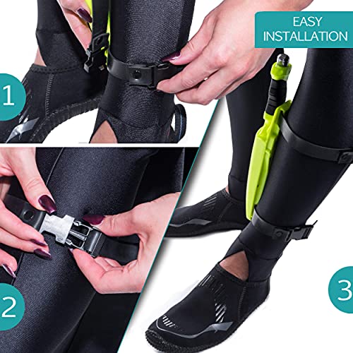 Bahia Dive Supply Stainless Steel Diving Snorkeling Safety Knife With Quick Release Adjustable Leg Straps & Locking Sheath, 5 Inch Blade #TOP3