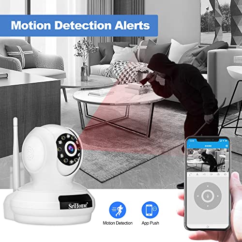 Image of Srihome SP019 5MP WiFi IP Camera 4K Ultra HD 2560*1920p 2.4G /5G WiFi Color Night Vision Indoor Home Security CCTV Camera Pan & Tilt 2 Way Talk Sleep Mode Motion Detection Supports MicroSD Upto 128GB