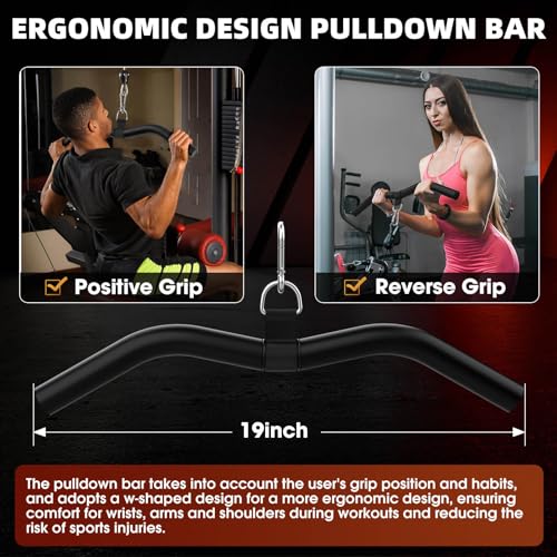 LAT Pulldown Bar Attachments for Pulley Cable Machine, Single D-Handle Tricep Press Down Bar with Rubber Handle, D Handle Cable Accessories for Gym 3 LAT Pulldown Bar Attachments for Pulley Cable Machine, Single D-Handle Tricep Press Down Bar with Rubber Handle, D Handle Cable Accessories for Gym - Image 3