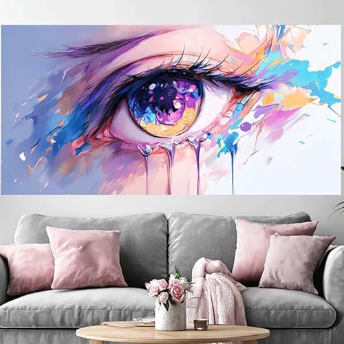 Broderie diamant œil 5D kit complet, idée cadeau original pour adulte peinture strass 40x80