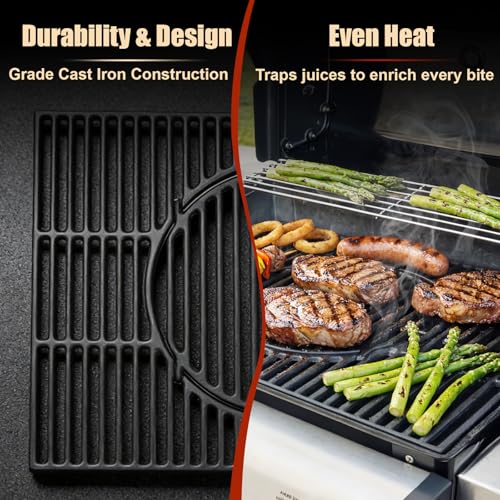 Denmay 44,5 x 60,6 cm Gusseisen Grillroste für Weber Spirit I & II 300 Serie gasgrill (mit vorderen Brennerknöpfen), Grillrost Ersatzteile für Spirit I & II E/S-310 320 330, Gusseisen Grillzubehör