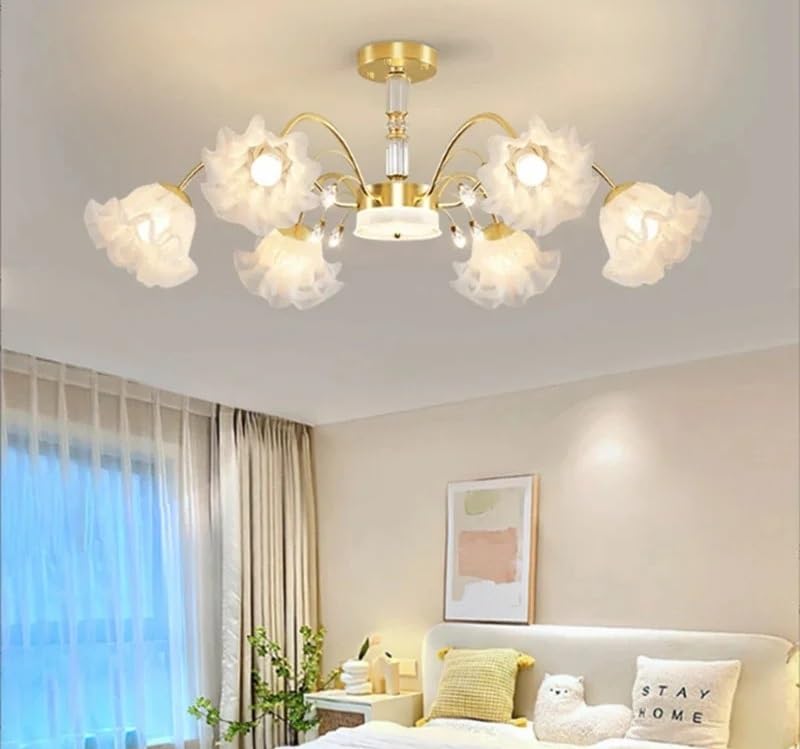 Lustre moderne fleur pour illuminer un salon sombre 6 têtes