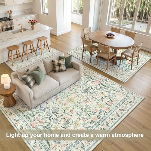 Tapete decorativo floral beige 5x7 pulgadas miniatura 4