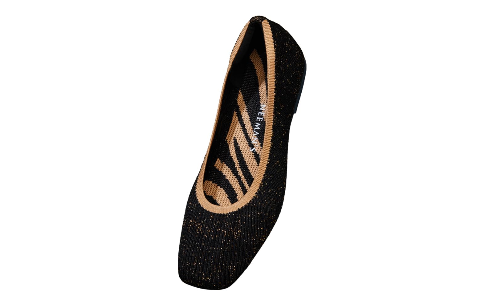 Neemans Metallic Square Flats for Women | Ballerinas & Slip On Casual Shoes| Comfortable & Flexible | Black-Gold UK8 (B0D1KPKDXD) Amazon Price History, Amazon Price Tracker