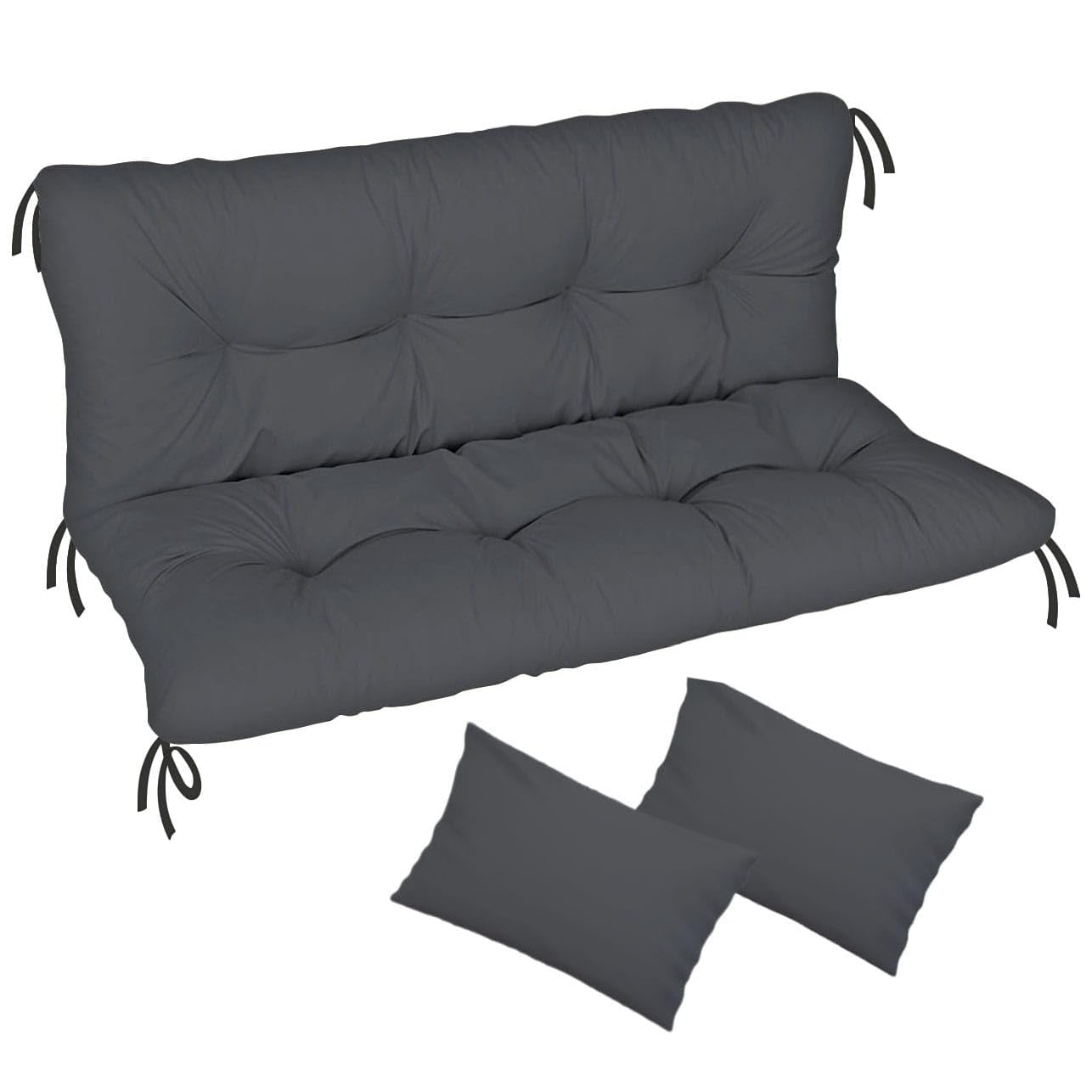 Ferocity Cuscino per panca da giardino, impermeabile, 100x50x50 cm, per mobili da giardino, per pallet, per esterni e patio, con schienale, Grafite [133]