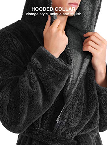 DAVID ARCHY Men's Soft Fleece Plush Robe Full Length & Cotton Pajama Set （Medium）2