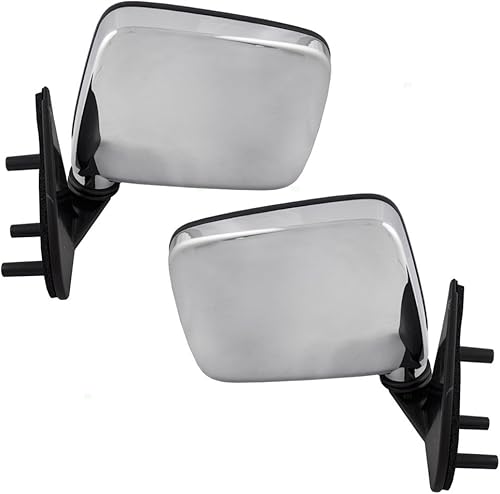 Miniatura 2 de Juego de repuesto para conductor y pasajero manuales retrovisores laterales con cubiertas cromadas compatibles con camioneta 86-97 NI1320109