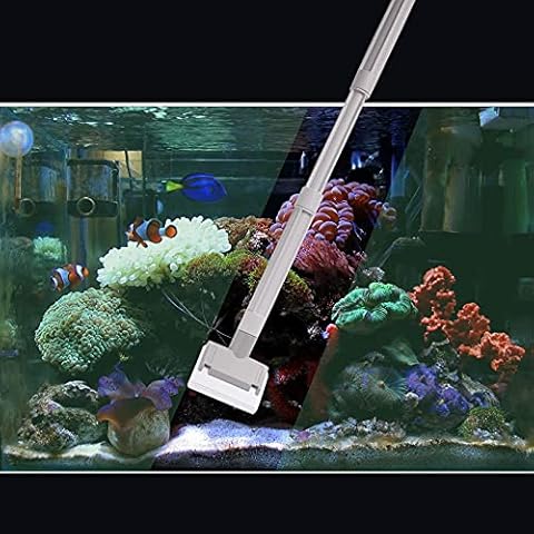 saltwater aquarium cleaner fish tank scraper cleaning tools 17.7-48 Inch long for cleaning acrylic or glass saltwater marine tank NEVER RUST Cover