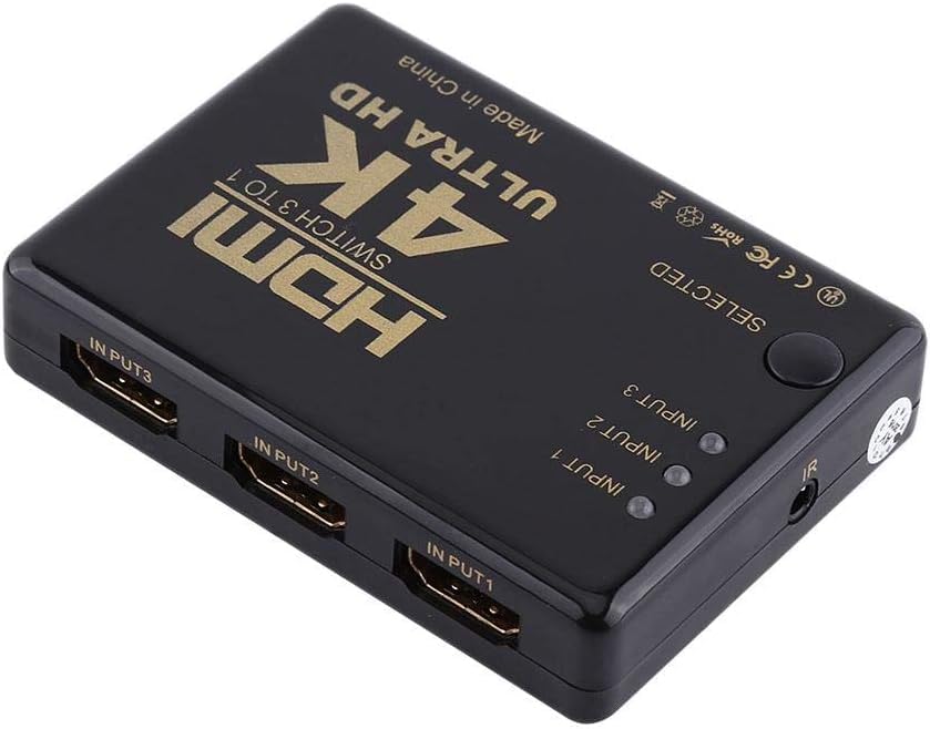 Image of SANCY 3-Port HDMI Switch 3-in 1-Out with Remote Control - Full HD 1080P, 3D Support - HDMI Selector for Blu-ray, PS4, PS3, PVR, Netflix, Kodi, and Streaming Devices