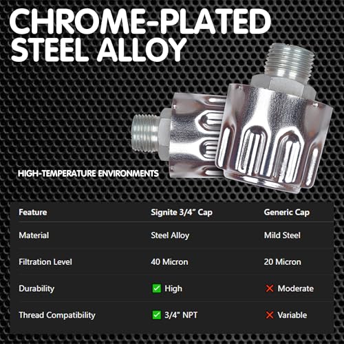 Image of Signite Hydraulics Breathers Cap 3 /4 inch, Heavy Duty Breather Tank Oil Cap,Metal Vent Breather Cap for Reservoir Tank Filter, Gearboxes with 40 Micron Filtration Threaded Chrome Steel Alloy 3 /4 NPT