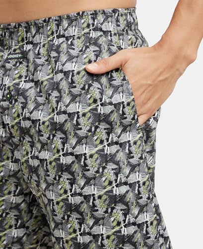Image of Jockey NY07 Men's Super Combed Cotton Satin Weave Printed Boxer Shorts with Side Pocket