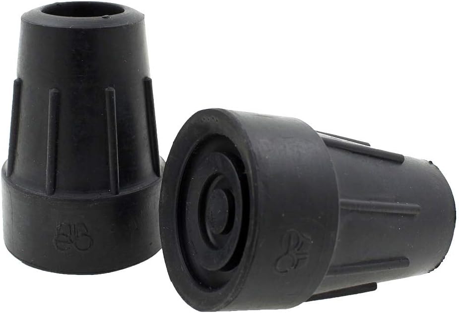 Ossenberg Pair of Genuine 19mm (3/4") Heavy Duty Black Crutch or Walking Stick Tips Ferrules Tips