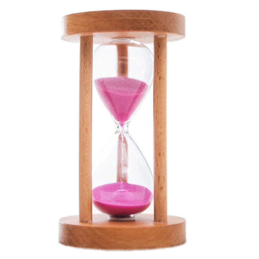 Sanduhr mit Holzrahmen Und Farbigem Sand, Kinderuhr, Küchenaccessoire, Aus Holz Und Glas, Geeignet für Spiele Und Als Bürodekoration, Pink, 6min