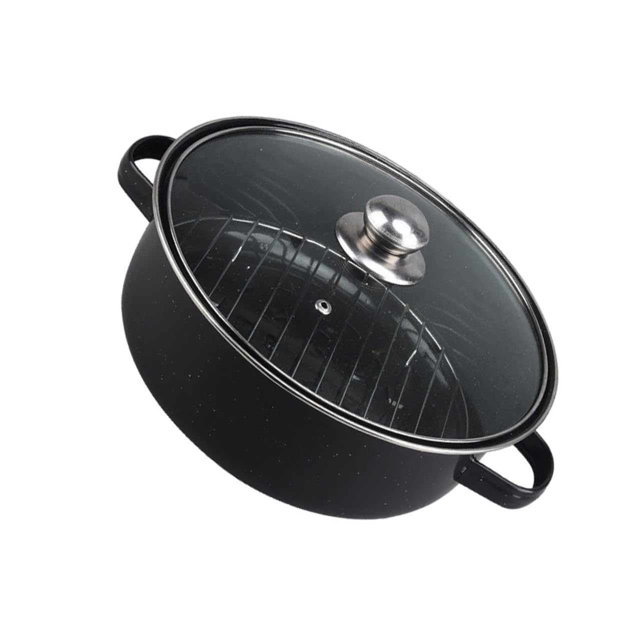 Pot Rôti en Fonte Noire pour Patates Douces Chauffage Uniforme et Facile avec Conduit de Fumée Châtaignes et Cuisson Polyvalente Four