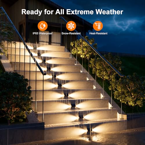 GVSHINE 8-Pack Solar Step Lights, Waterproof, Warm White Dual-Sided Glow by GVSHINE - Used condition - Image 3