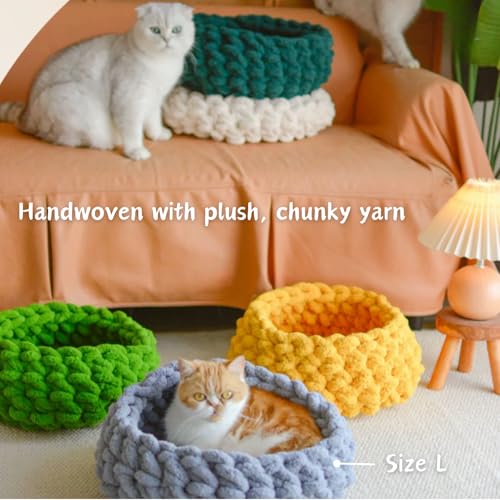 Cat Nest Bed – Premium Handwoven Washable Extra Soft Round Cave House for Indoor Kitten & Kitty, Small & Large (Cloud White,Medium) - Image 5