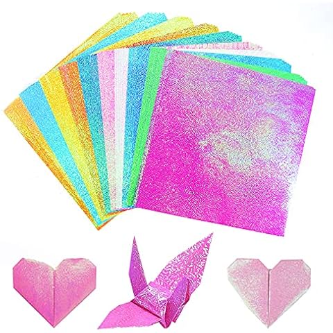 100 Pcs Origami Paper Square Pearlescent Origami Colorful Hand Origami Paper for DIY Arts and Crafts Cover