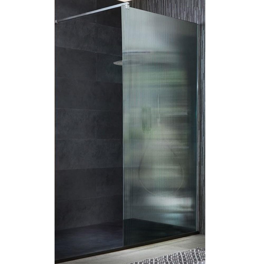Milano Graphite Florence Chrome Fluted Glass Shower Enclosure Tray - 1500Mm X 800Mm