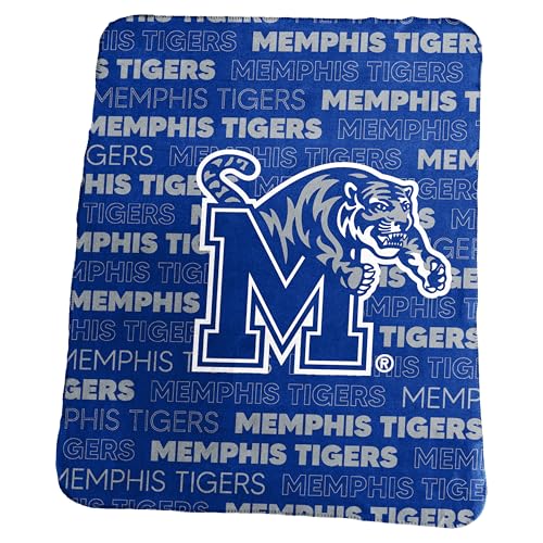 Logo Brands NCAA Memphis Tigers Classic Fleece Throw Blanket -50 x 60 Ultra-Soft Game Day Blanket with Bold Team Colors & Logo Cozy College Team Bedding for Fans & Alumni