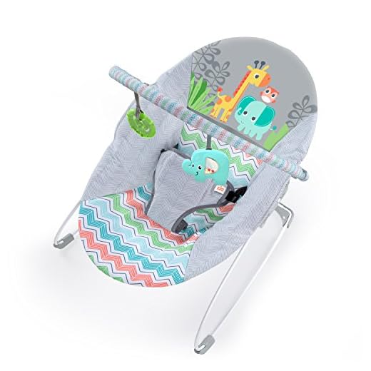 Bright Starts Giggle & See Safari Hamaca con vibraciones, Niños unisex, Gris