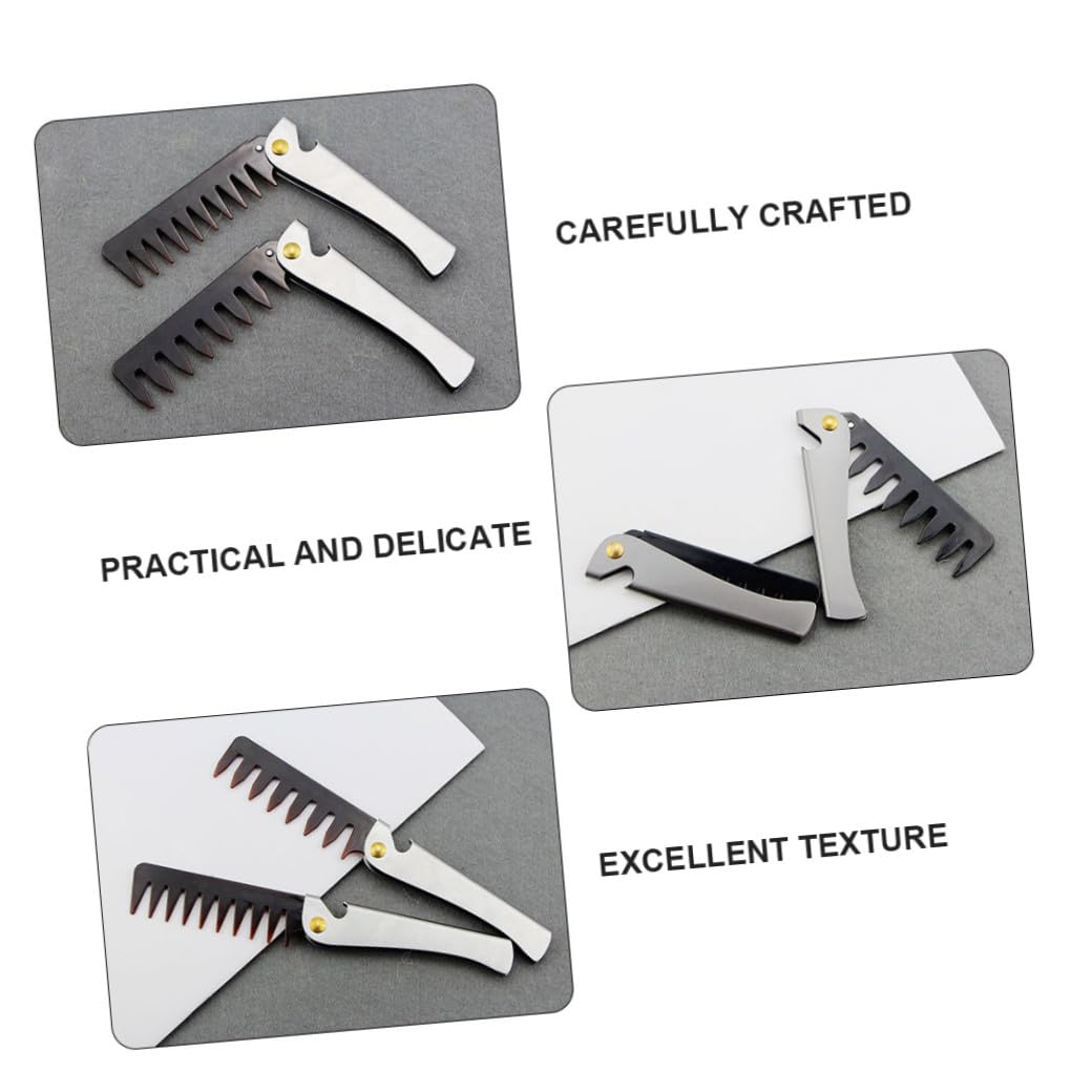 4pezzi Pettine in Acciaio Inox Per Uomo Spazzola Per Capelli e Barba Tascabile Resistente Per Uso Quotidiano e Viaggio Rimuove Nodi e Grovigli