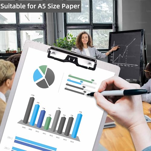 Magnetische Klemmbretter aus Edelstahl, Metallklemmbretter mit flachem 304-Clip, schwarze Tafeln für den Kühlschrank, Kochrezept-Schienen, Nachrichten-Tafeln (A5)