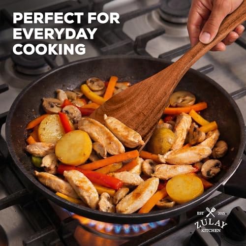 Image of Zulay Kitchen 10-Piece Wooden Spoons for Cooking - Smooth Finish Teak Wooden Utensils for Cooking - Soft Comfort-Grip Wood Spoons for Cooking - Non-Stick Wooden Cooking Utensils - Wooden Spoon Sets