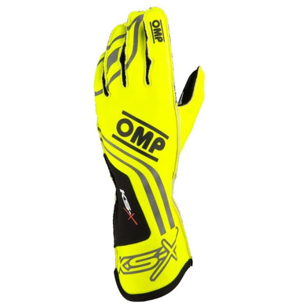 Ompracing Guantes Omp Kart Ks-X FIA 8877-2022 Amarillo Fluo, Talla M